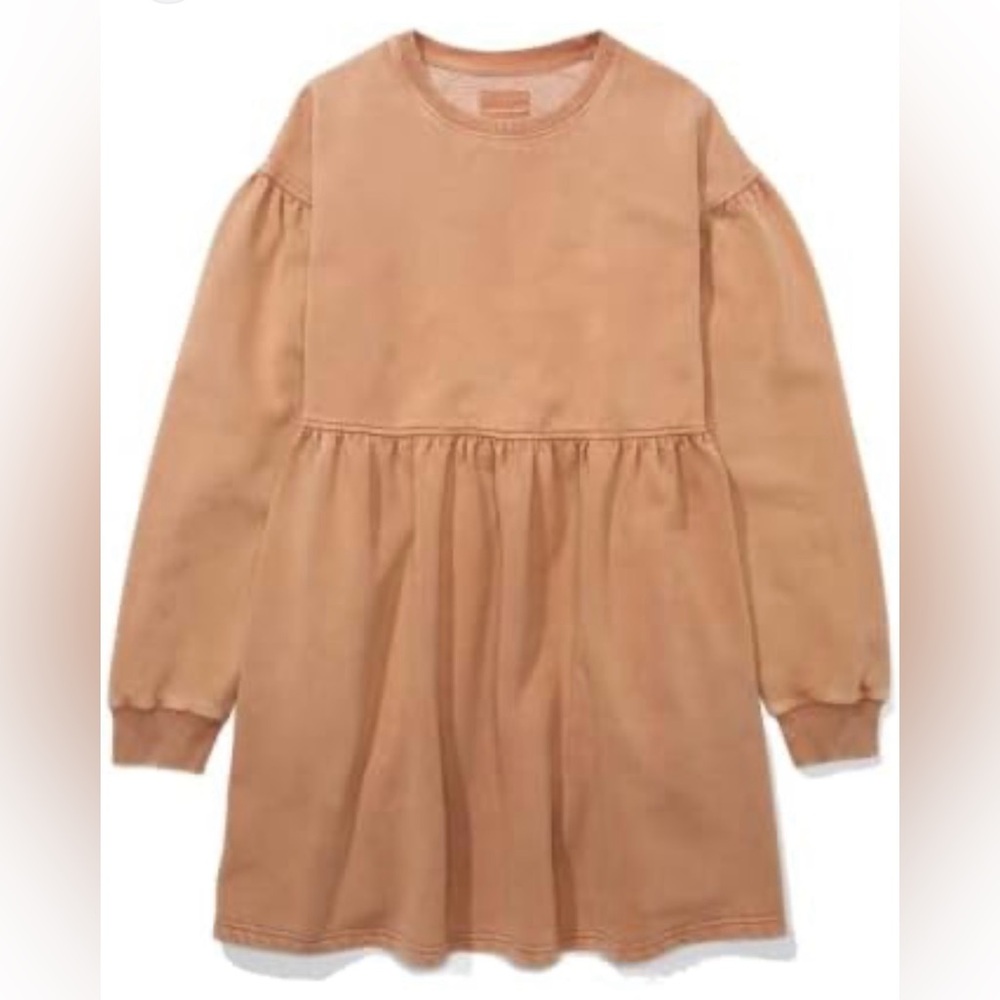 American Eagle Outfitters Long Sleeve Mini Dress in Dusty Peach